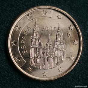 Coins with Errors: España 5 céntimos 2001, error, variante, empastado en 1, exceso de metal, 27777 2